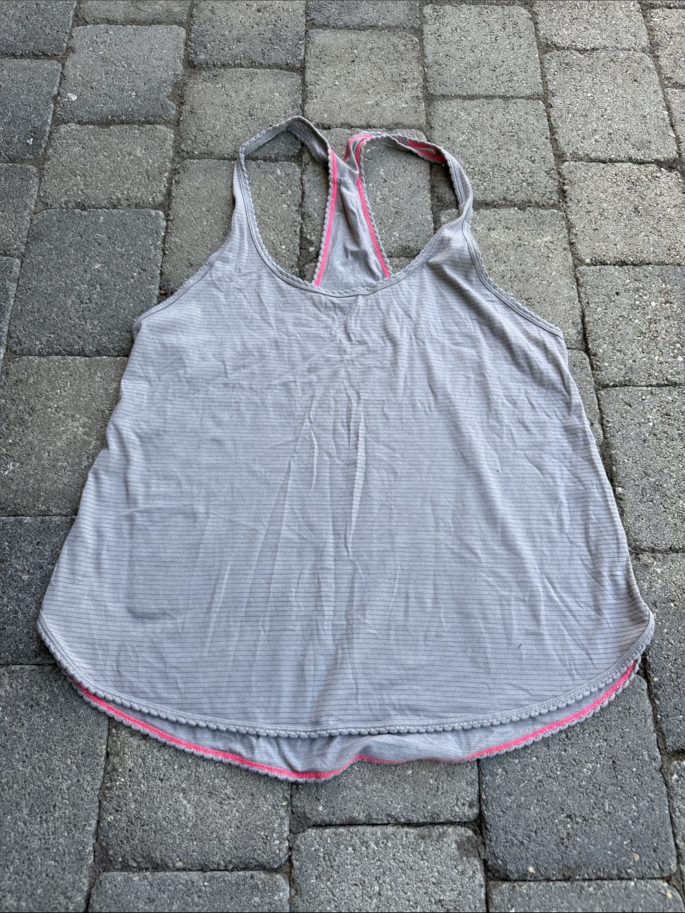 lululemon athletica Light Gray Racerback Tank with Pink Trim